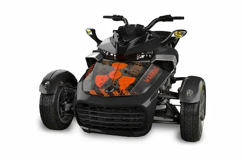 Can-Am Spyder F3-S Hood with the Meltdown Orange graphic kit