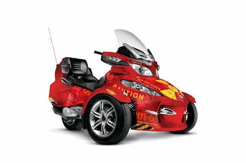 Can-Am Spyder RTS with the Meltdown Red graphic kit