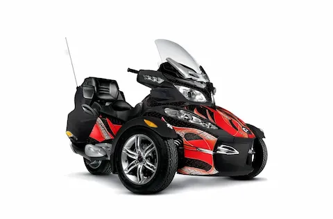 Can-Am Spyder RTS with the Tribal Flame Red graphic kit